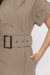 Bawełniana letnia sukienka z paskiem w kolorze oliwki