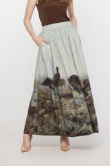Bawełniana marszczona spódnica z malarskim printem
