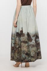 Bawełniana marszczona spódnica z malarskim printem
