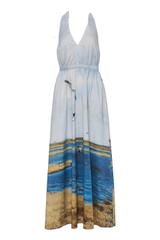 Cotton maxi dress with an open back