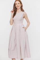 Bawełniana wizytowa sukienka z kontrafałdami w pastelowym kolorze