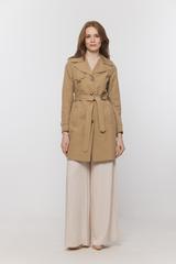 Bawełniany beżowy płaszcz wiosenny przed kolano