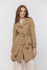 Bawełniany beżowy płaszcz wiosenny przed kolano