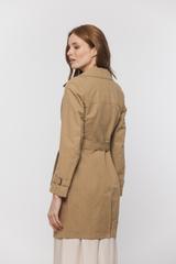 Bawełniany beżowy płaszcz wiosenny przed kolano