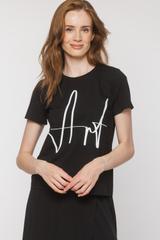 Bawełniany czarny t-shirt z krótkim rękawem