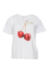 Bawełniany jasny t-shirt z nadrukiem wiśni