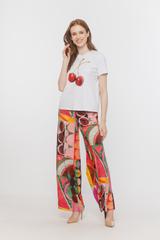 Bawełniany jasny t-shirt z nadrukiem wiśni