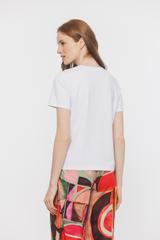 Bawełniany jasny t-shirt z nadrukiem wiśni