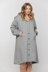 Bawełniany szary płaszcz kapturem i kieszeniami