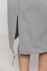 Bawełniany szary płaszcz kapturem i kieszeniami