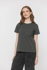 Bawełniany t-shirt khaki z kieszonką