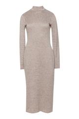 Beżowa ciepła sukienka midi z golfem