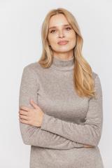 Beżowa ciepła sukienka midi z golfem