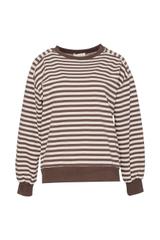 Beżowa lekka bluza w brązowe paski