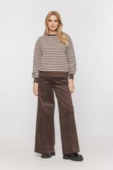 Beżowa lekka bluza w brązowe paski