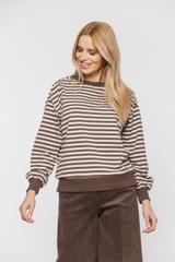 Beżowa lekka bluza w brązowe paski