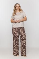 Beżowa modalowa bluzka z okrągłym dekoltem