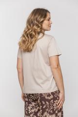 Beżowa modalowa bluzka z okrągłym dekoltem