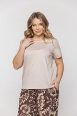 Beżowa modalowa bluzka z okrągłym dekoltem