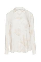 Beżowa prosta koszula z wiskozy w delikatny wzór