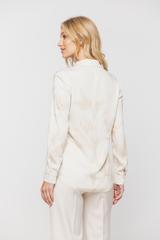 Beżowa prosta koszula z wiskozy w delikatny wzór