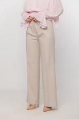 Beżowe letnie spodnie garniturowe z przewiewnej tkaniny