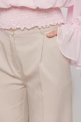 Beżowe letnie spodnie garniturowe z przewiewnej tkaniny