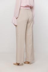 Beżowe letnie spodnie garniturowe z przewiewnej tkaniny