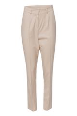 Beżowe spodnie w kant o klasycznym kroju