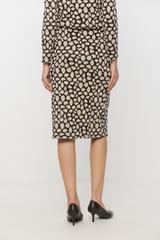 Beżowo-czarna dzianinowa spódnica za kolano