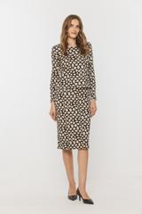 Beżowo-czarna dzianinowa spódnica za kolano