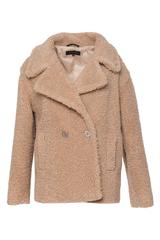 Beżowy modny płaszczyk damski typu miś