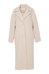 Beżowy płaszcz zapinany na dwa guziki