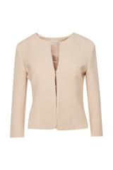 Beżowy żakiet z zapięciem na haftkę i rękawem 7/8