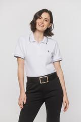 Biała damska koszulka polo z bawełny