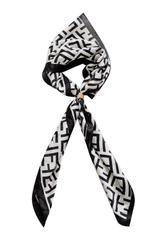 Biało-czarna satynowa apaszka ze złotą obrączką