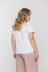 Biały bawełniany t-shirt z kolorowym nadrukiem