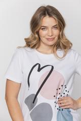 Biały bawełniany t-shirt z kolorowym nadrukiem