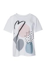 Biały bawełniany t-shirt z kolorowym nadrukiem