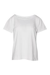 Biały bawełniany t-shirt z wywijanym rękawem