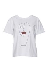 Biały bawełniany t-shirt z wywijanym rękawkiem