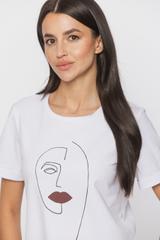 Biały bawełniany t-shirt z wywijanym rękawkiem