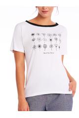 Biały T-shirt z czerwonymi kryształkami