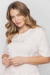 Bladoróżowa wizytowa sukienka z krótkim rękawem