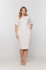 Bladoróżowa wizytowa sukienka z krótkim rękawem