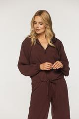 Bluza z tkaniny modalowej w kolorze kasztanowym