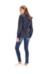 Granatowa koszula z krytą listwą guzikową