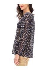 Kwiecista bluzka z szerokimi rękawami i koronkową wstawką