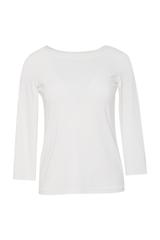 Bluzka basic z rękawem 3/4 w kremowym odcieniu