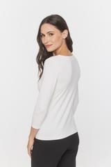 Bluzka basic z rękawem 3/4 w kremowym odcieniu